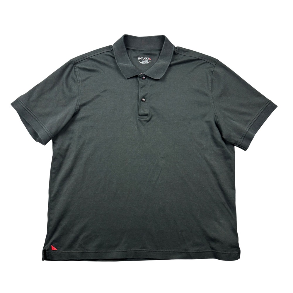 UNTUCKit Damaschino Black Polo Shirt Men XL Cotton Short Sleeve Boxy Fit MInimal